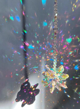 彩虹太阳捕手挂件吊饰创意水晶捕光器风铃配件挂饰彩虹治愈捕梦网