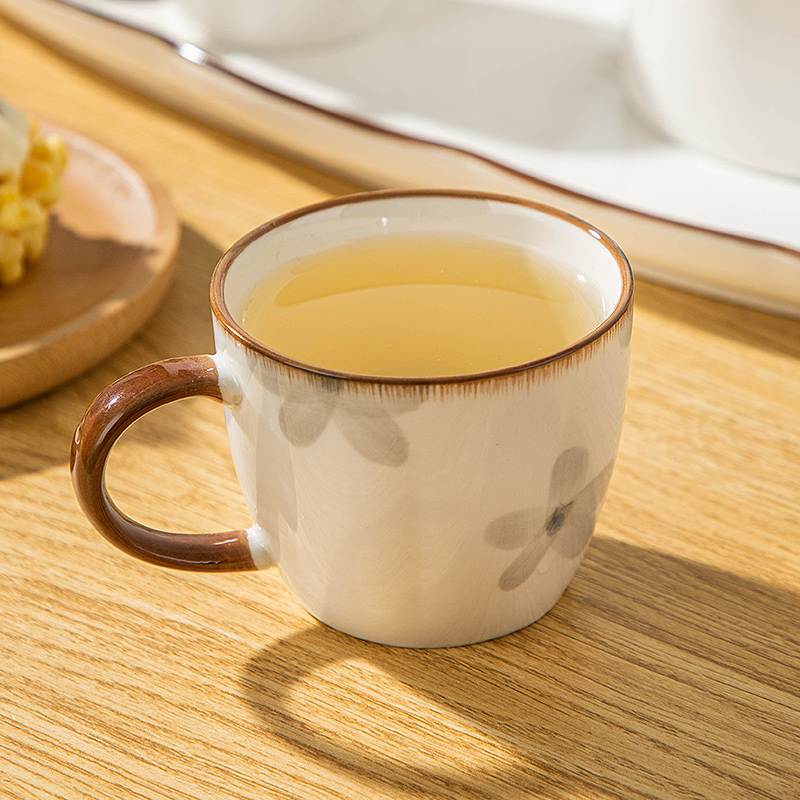 日式小茶杯带把杯主人杯待客茶碗直把家用耳把杯功夫茶具防烫品茗-图1