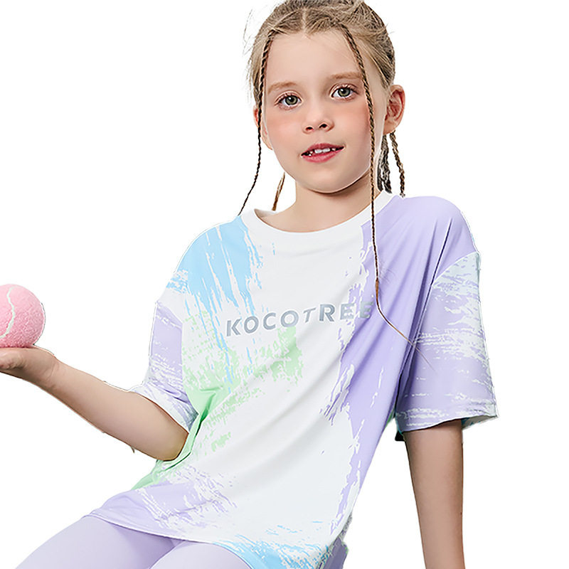 KK树儿童速干T恤男女童运动上衣圆领短袖2025年新款夏季宽松透气,淘宝优惠券,粉丝福利购,淘宝优惠卷