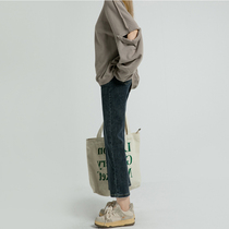 Blue Grey Straight Drum Jeans Women Summer 2022 New High Waist Display Slim Small Sub 90% Smoke Tubes Pants Thin