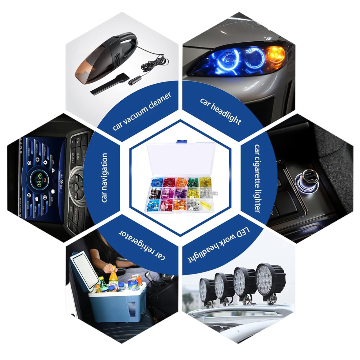 跨境批发 195PCS盒装 中号小号迷你保险片/汽车插片式保险丝3-35A - 图2