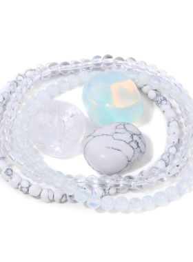 4MM stretch natural stone bead bracelet three piece set