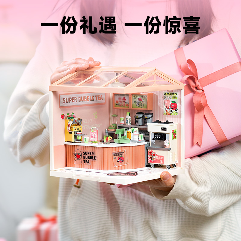 rolife若来超级世界奶茶店积木益智拼装玩具diy小屋房儿童礼物女-图3