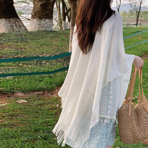 旗袍披肩外搭女2026新款春夏高级感配裙子波西米亚民族风流苏斗篷 - 图0