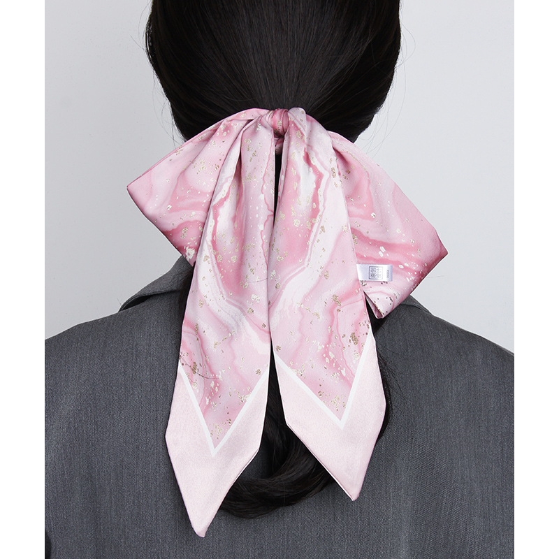 粉色长条小丝巾女秋冬季围巾洋气时尚发带绑发高级感绑包包束发带 - 图0