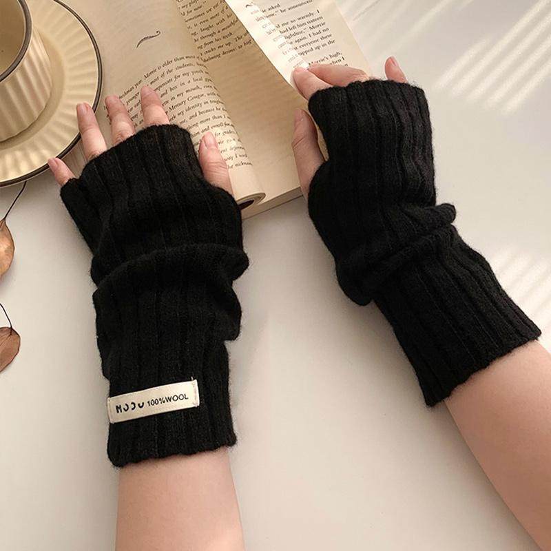 羊毛半指手套女冬季2025新款保暖百搭防风防寒护腕可触屏露指骑行,淘宝优惠券,粉丝福利购,淘宝优惠卷