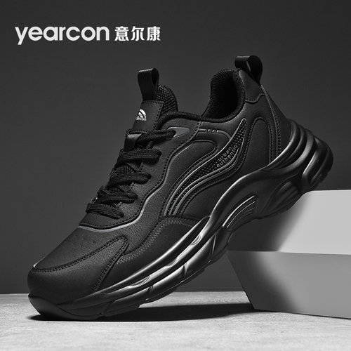 意尔康运动鞋男鞋2025新款秋冬季中年爸爸加绒棉鞋黑色男士老爹鞋 - 图3