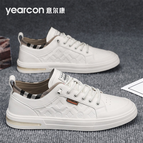 意尔康板鞋男鞋2026新款春夏季透气爆款一脚蹬男士休闲小白鞋高端 - 图1