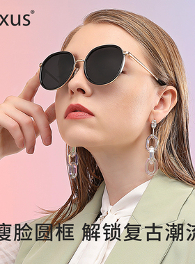 墨镜cyxus偏光圆框显瘦太阳眼镜