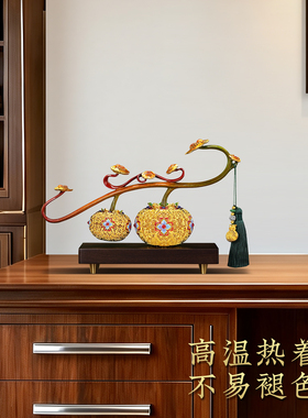 鎏金花丝铜柿柿如意柿子摆件客厅