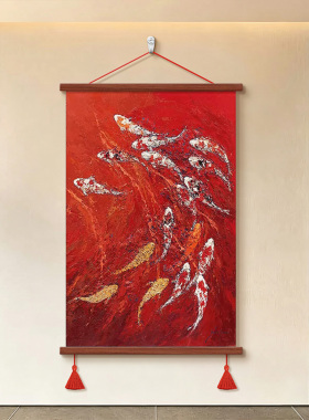 新中式客厅玄关装饰画锦鲤纳福