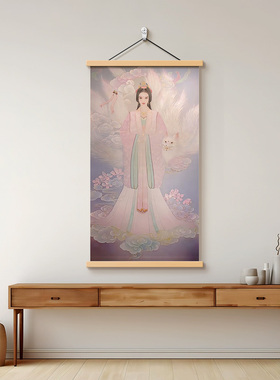 九尾狐画像卷轴装饰画