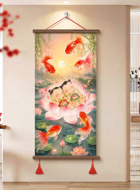 送子娃娃图卧室装饰画