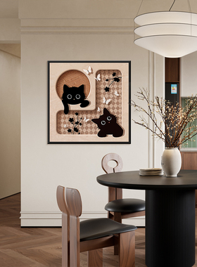 猫咪餐厅装饰画自粘防水遮丑贴画