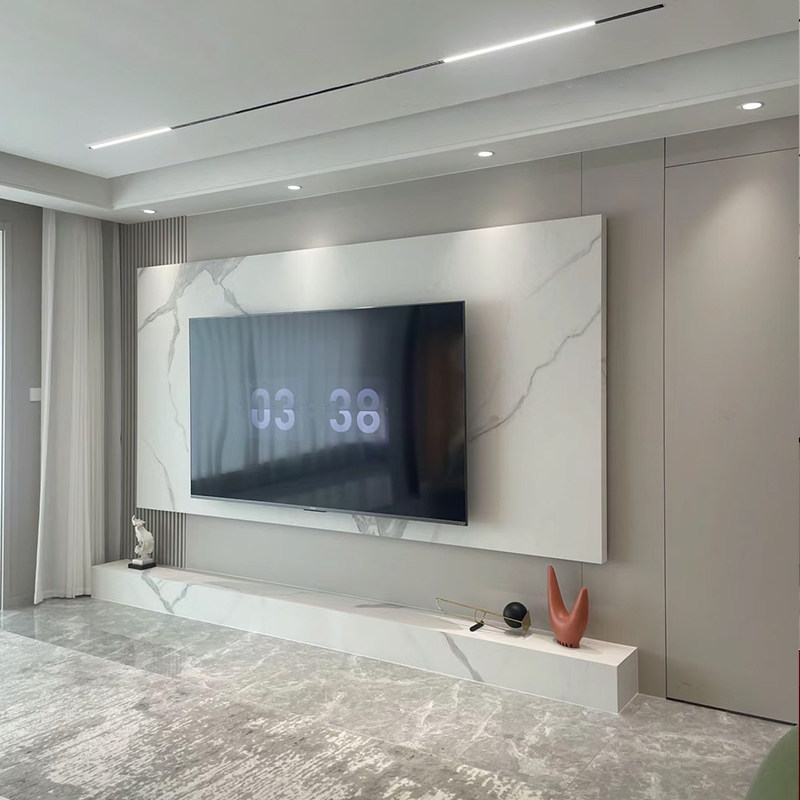 侘寂风悬空素色哑光岩板电视背景墙客厅轻奢简约2025网红款影视墙,淘宝优惠券,粉丝福利购,淘宝优惠卷