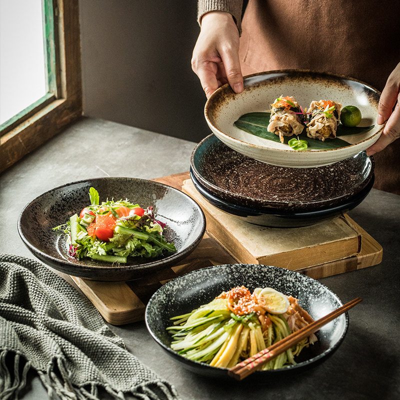 日式汤盘家用陶瓷菜盘碟子深盘装菜盘子吃饭盘子家用餐具碗盘套装,淘宝优惠券,粉丝福利购,淘宝优惠卷