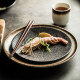 Japanese striped shallow dish oven ceramic plate Creative Western cuisine plate Steak plate Dim sum flat plate rice plate with dish plate