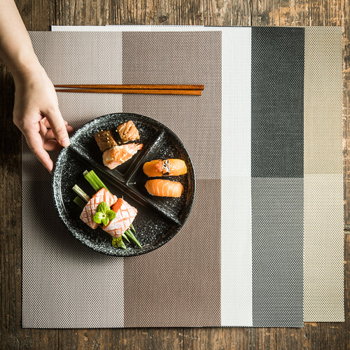 复古中式餐桌垫隔热垫日式餐具垫子田字格纹易冲洗防烫西餐碗垫 - 图2