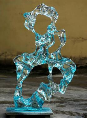 雕塑摆件轻奢透明酒店玄关客厅现代家居树脂创意水晶装饰品工艺品