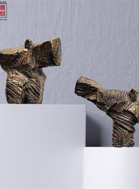 抽象太极人物雕塑摆件家居饰品书房办公室桌面复古陈设树脂工艺品