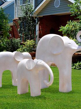 户外大型大象摆件玻璃钢简约几何创意象雕塑园林景观花园庭院装饰