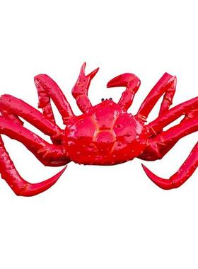 玻璃钢发光螃蟹雕塑仿真龙虾摆件章鱼海鲜餐馆商场招牌模型装饰品