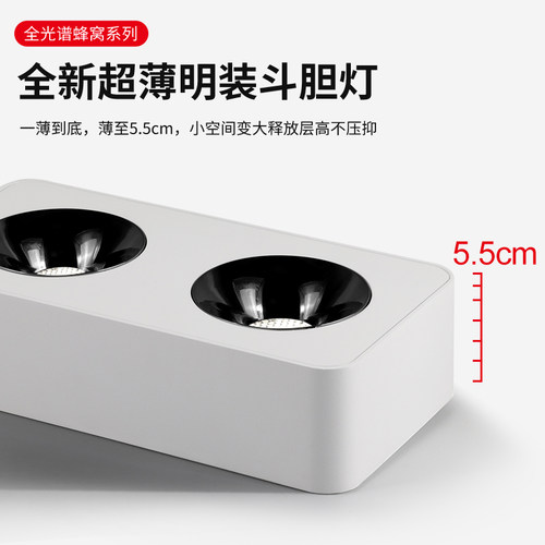 繁简led明装射灯超薄客厅卧室走廊无主灯照明cob吸顶式双头斗胆灯 - 图3