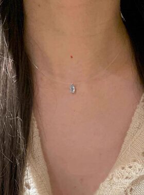 透明鱼线蓝色水滴吊坠项链女2026