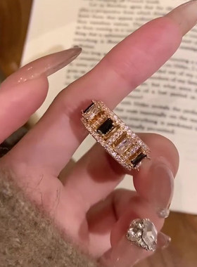 爆闪！重工镀18k金茶棕排钻宽口