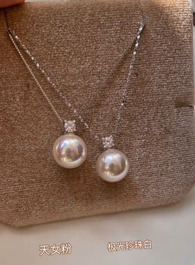 s925纯银戴妃单颗珍珠吊坠项链女