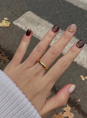 极简小众设计18K包金光面素圈