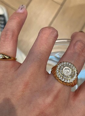 中古金色八芒星锆石戒指女