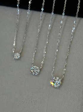 爆闪高碳钻!通体纯银轻奢单钻项