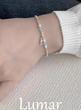 碎银子海蓝宝小鱼手链女轻奢小众