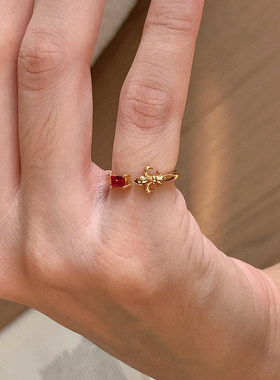 原创设计！中古vintage方形红宝