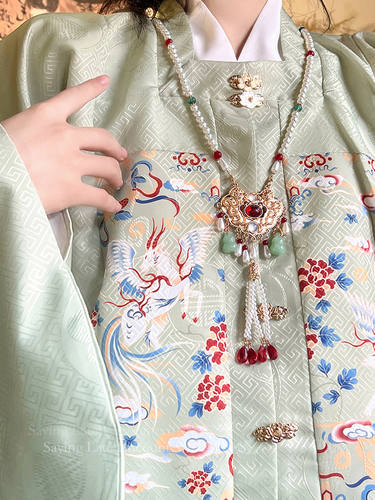 【美人醉】汉服马面裙项链背云长璎珞项圈复古珍珠吊坠古风饰品女 - 图0