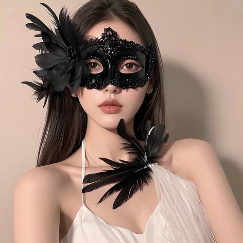 假面舞会cos古风面具化妆晚会美女装扮道具半脸眼罩年会情趣脸罩 - 图1