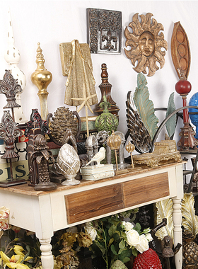 美式复古做旧树脂桌面创意摆件