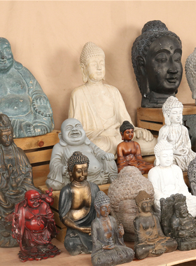 复古怀旧禅意树脂佛像佛头