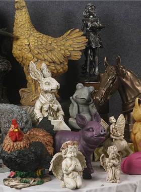 美式复古怀旧树脂动物摆件