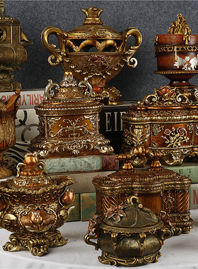 欧式复古怀旧宫廷浮雕首饰收纳盒