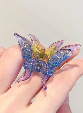 古法琉璃蝴蝶戒指非遗美