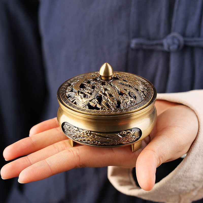 易席黄铜香炉家用室内三足全铜炉盘香檀香熏香沉香塔香线香香粉炉,淘宝优惠券,粉丝福利购,淘宝优惠卷