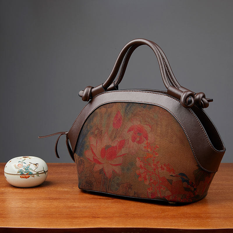 国潮民族复古风真丝绢纺印花妈妈包 咪匠女士包袋