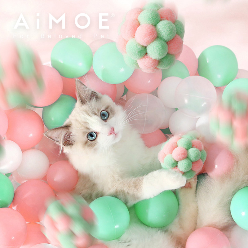 Aimoe猫球彩虹球猫咪小球逗猫玩具猫咪玩具内置铃铛小毛