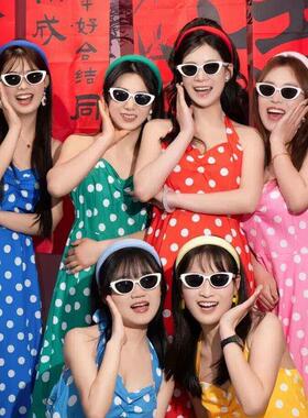 复古款新娘伴娘团晨袍拍照神器猫眼眼镜墨镜装结套婚婚礼搞笑道具