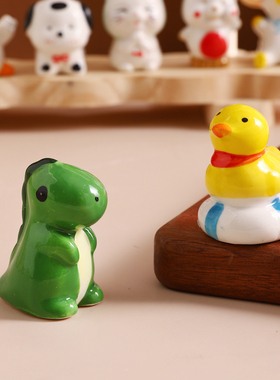 创意陶瓷小熊小鸡桌面摆件