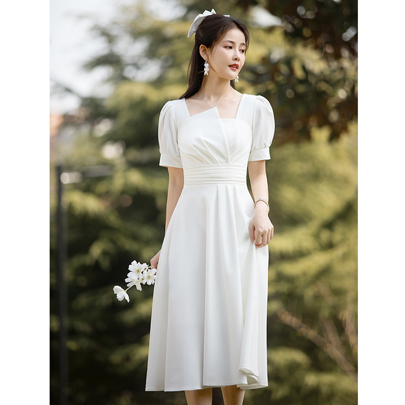 领证登记小白日常白裙子气质连衣裙 美蓓可连衣裙
