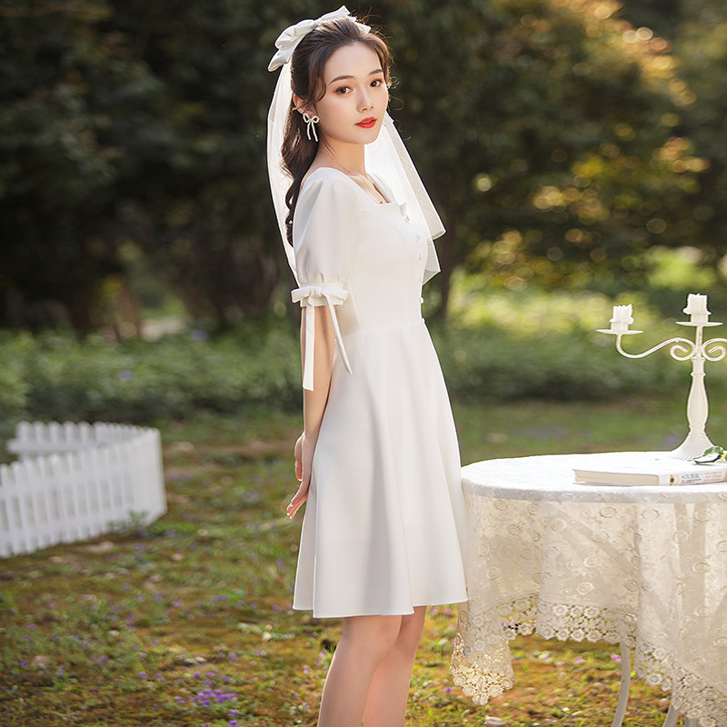 领证小白平时可穿登记法式夏连衣裙 美蓓可连衣裙