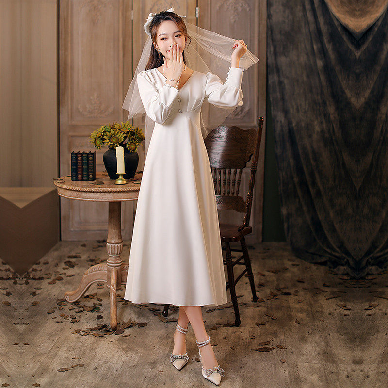 婚纱轻奢小众高端领证轻法式小礼服 美蓓可婚纱